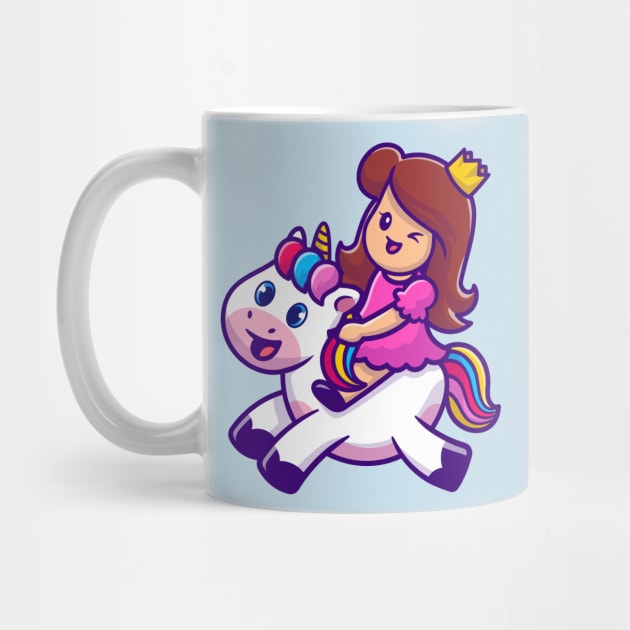 Cute Princess With Unicorn Cartoon Vector Icon Illustration by Catalyst Labs